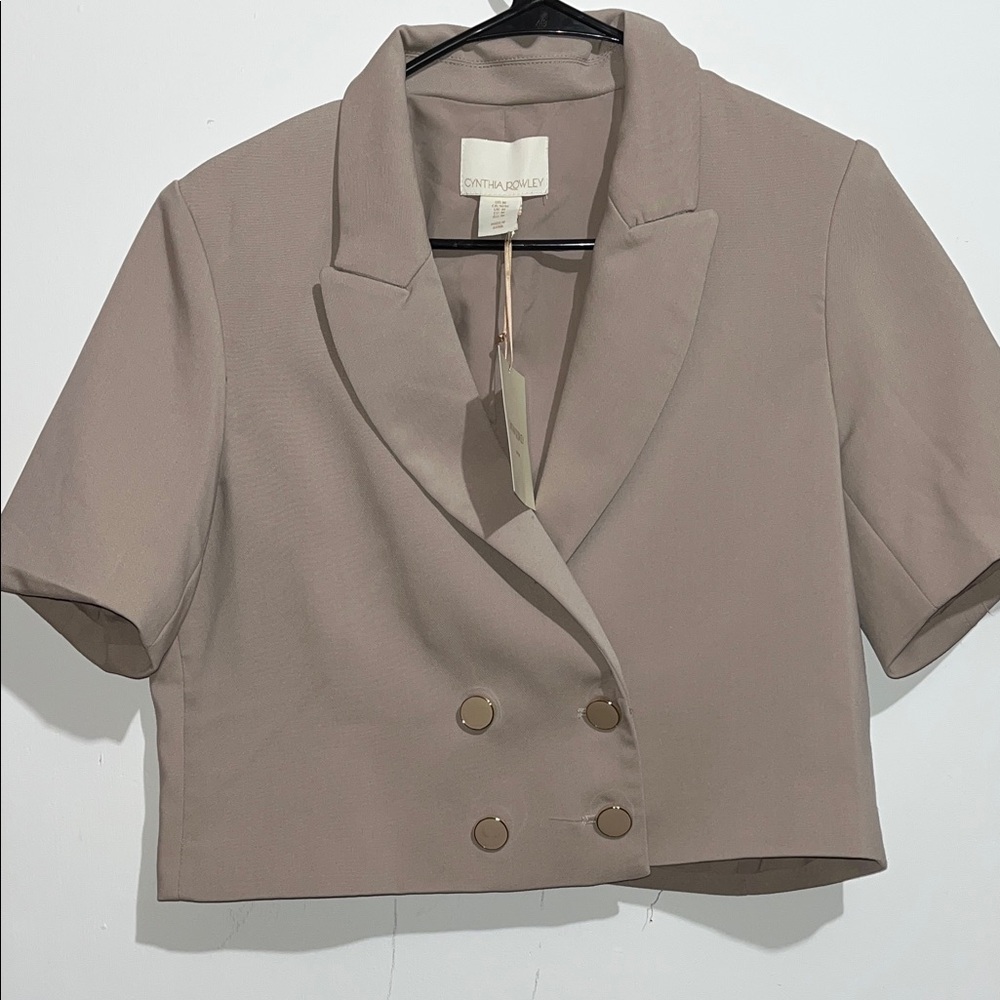 Cynthia Rowley Beige Short Sleeve Blazer
